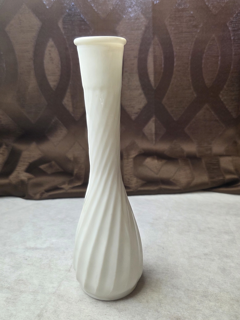 Source Unknown White Twisted Ceramic Bud Vase
